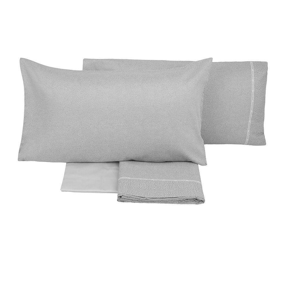 Completo Lenzuola Borbonese Century Matrimoniale in Raso di Cotone - The King Luxury