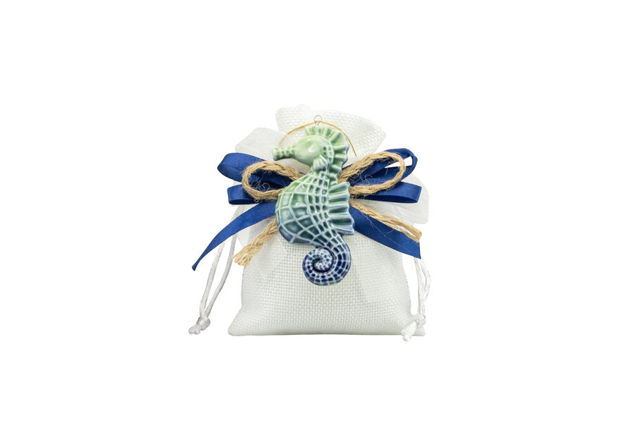 Sacchetto Matrimonio Harmony Magnete delfino e ippocampo blu