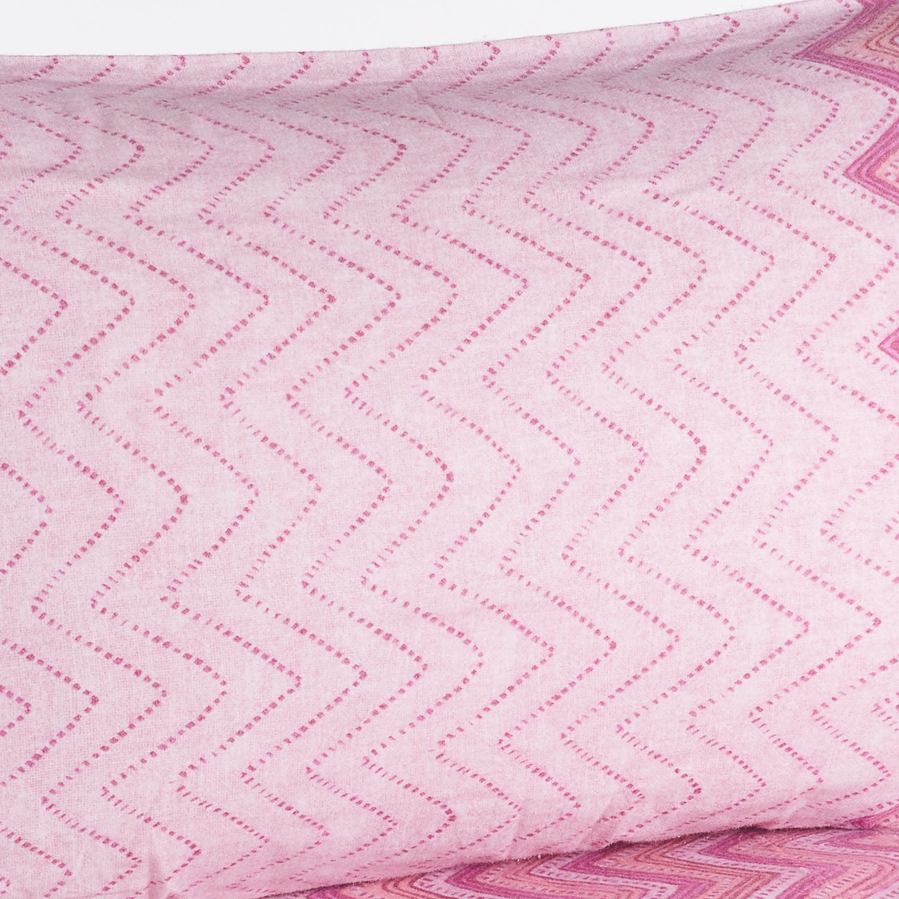 Completo lenzuola singolo Maè Via Roma 60 in cotone con motivo Chevron, lenzuolo con elastici e federa coordinata