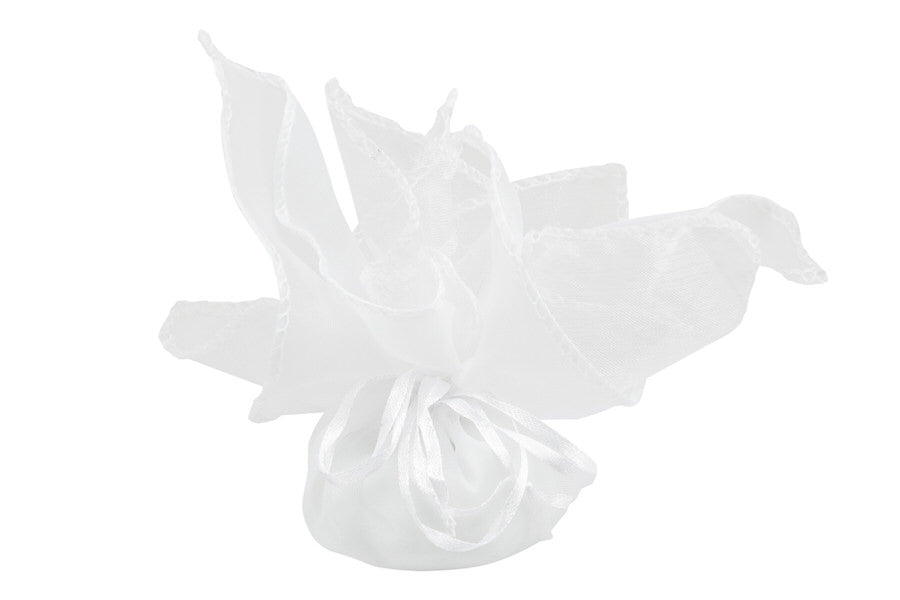 Scatola porcellana bianca piccola con coperchio oro e fiore bianco con candela profumata Matrimonio