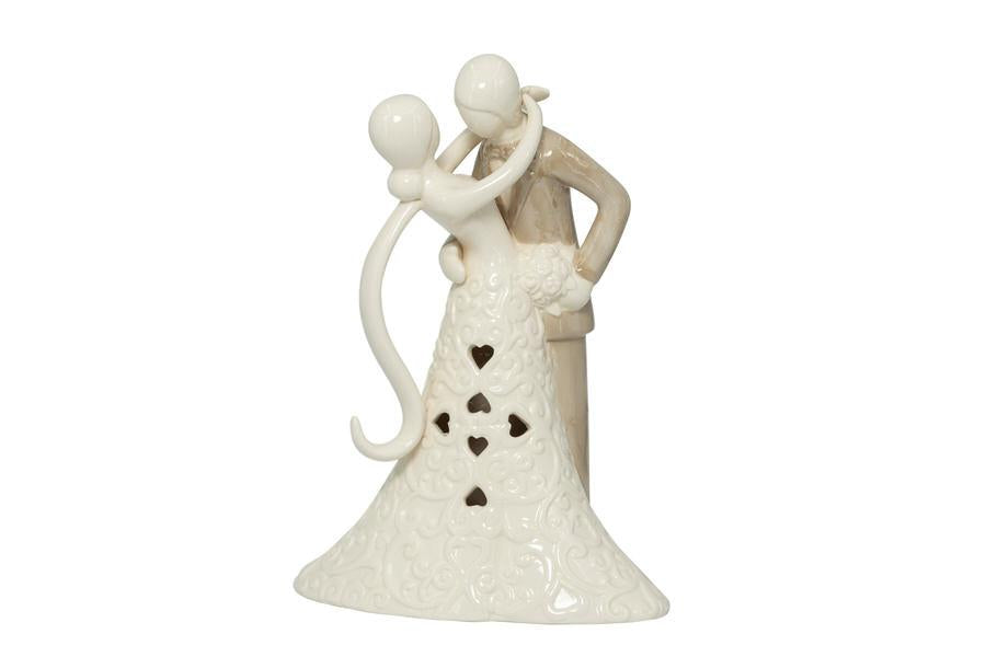 Matrimonio Harmony Coppia traforata con cuori e led Porcellana