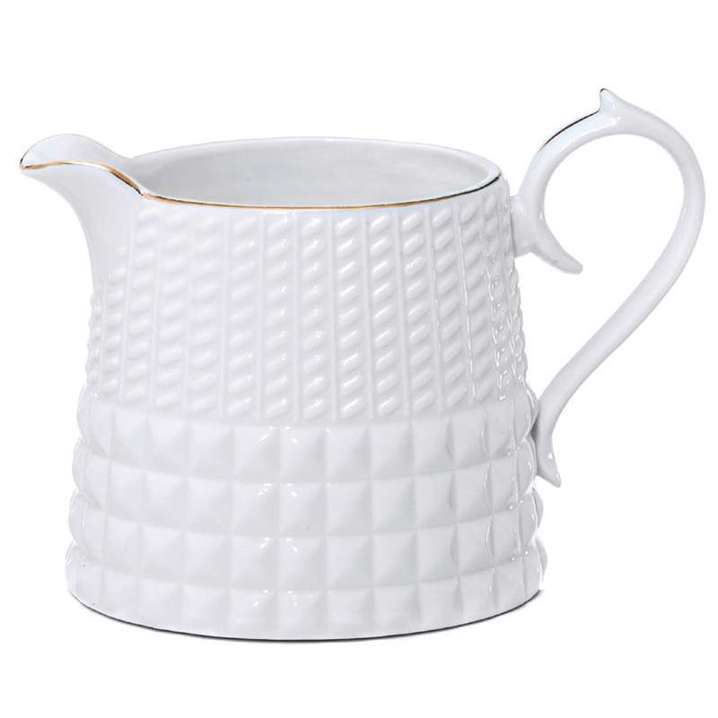 Lattiera Madrhelen Golden Line in porcellana con dettagli oro, dimensioni 15x11 cm, accessorio elegante per tavola, Made in Italy.