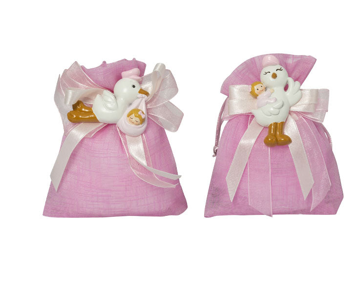 Magnete cicogna con bimba  Resina Nascita Bimba Harmony