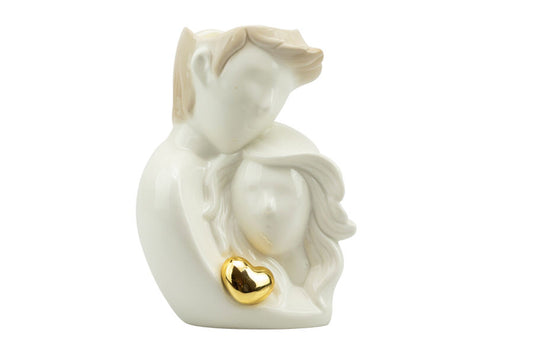Coppia porcellana con cuore oro con candela Matrimonio