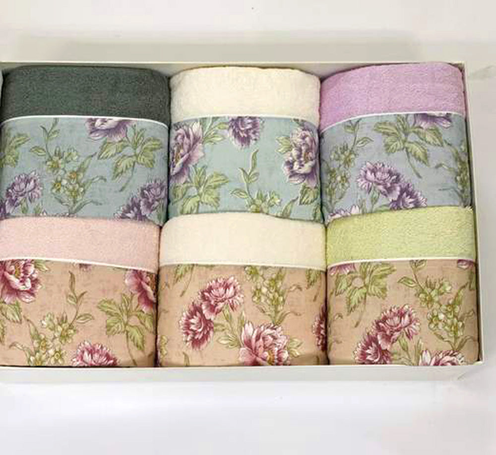 Set Asciugamani 6+6 Creole Firenze Rosy Spugna di Cotone