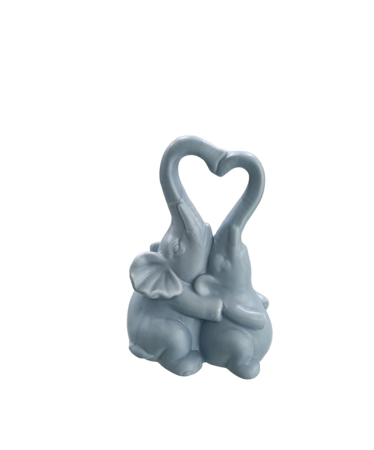 Coppia di elefanti in porcellana Schonherr con cuore blu, decorazione “Wedding Love” con scatola, dimensioni 15 x 10 x 22 cm