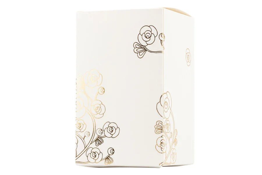 Scatola porcellana bianca grande con decalco rose con candela profumata Matrimonio - The King Luxury