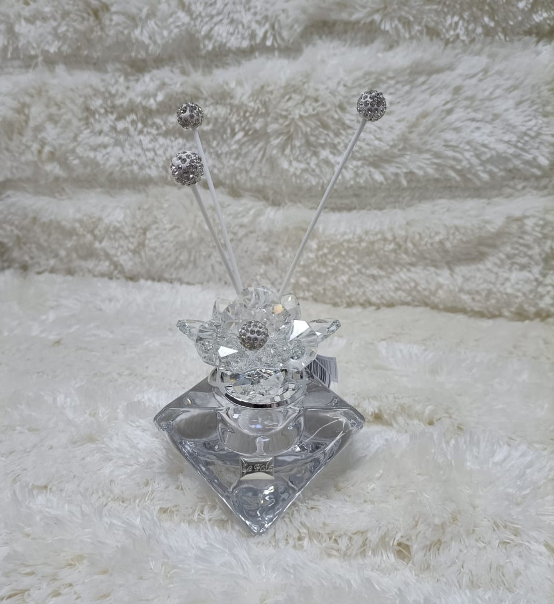 Profumatore Fate di Cristallo Diamante con Fiore Swarovski e Pistillo Ceramica Matrimonio