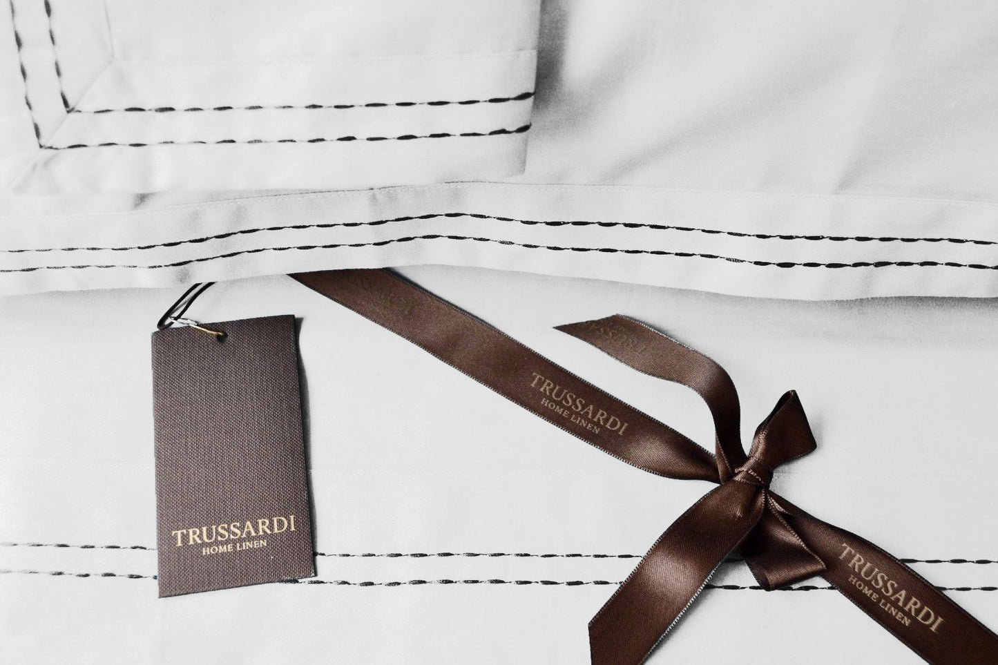 Completo Lenzuola Trussardi Stitch Matrimoniale Raso di Cotone