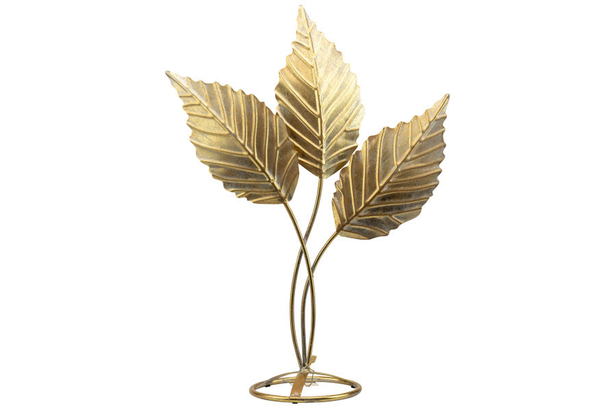 Decorazione foglie in metallo oro Harmony S2526S, misura 56,5 cm, stile glamour, con scatola, perfetta per arredi eleganti.