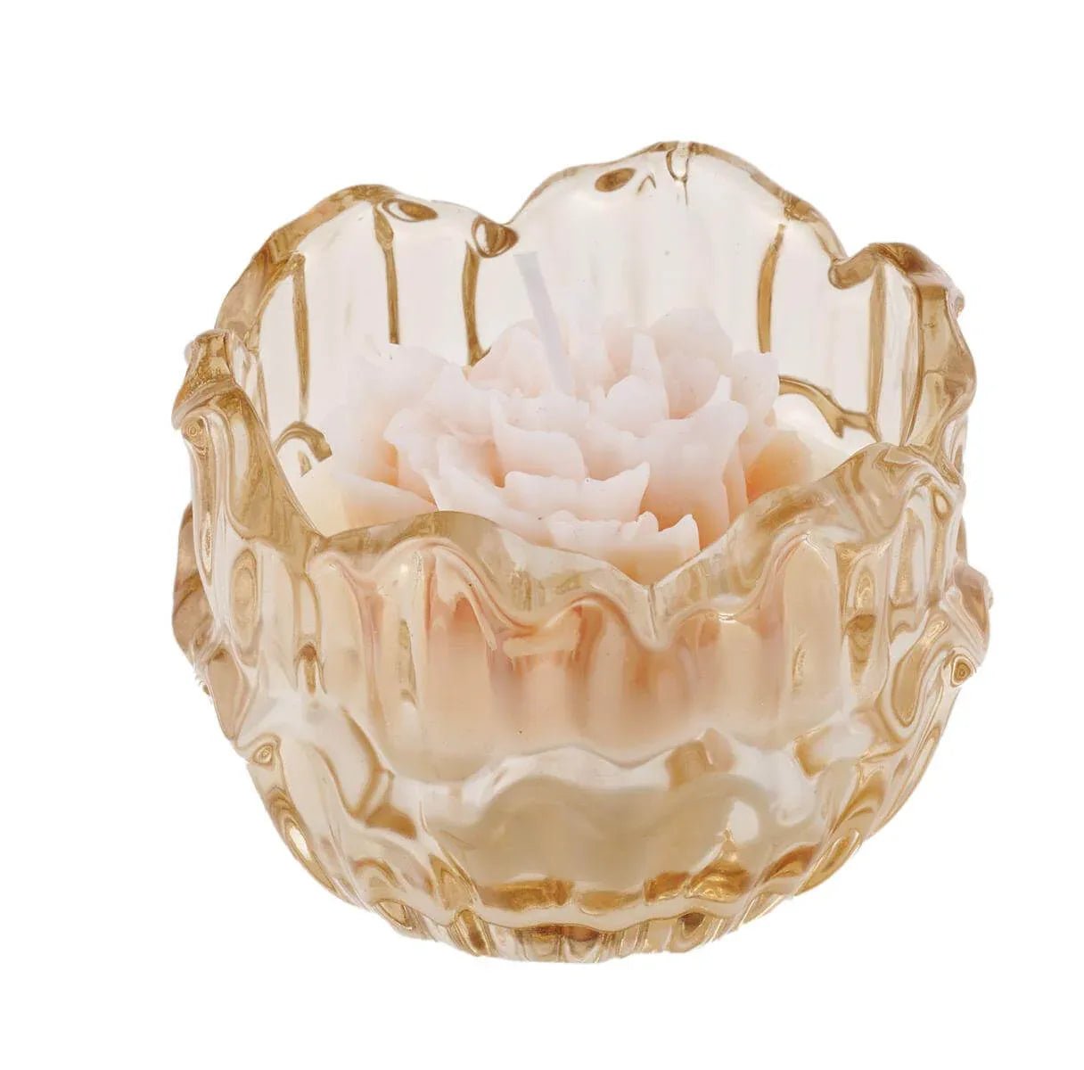 5 Pezzi Candela Fiore Ambra Special Gifts Bomboniera Vetro - The King Luxury