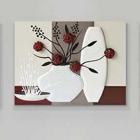 Quadro Bottega degli artisti Vaso e fiori  Mdf