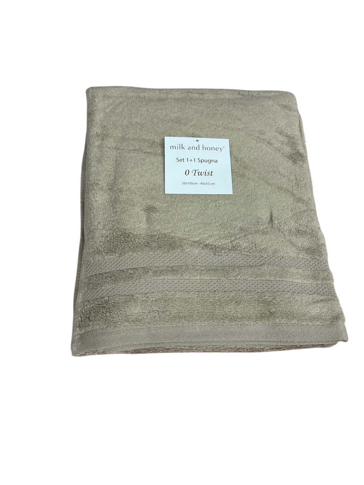 Set Asciugamani 1+1 Milk And Honey Twist  Spugna di Cotone