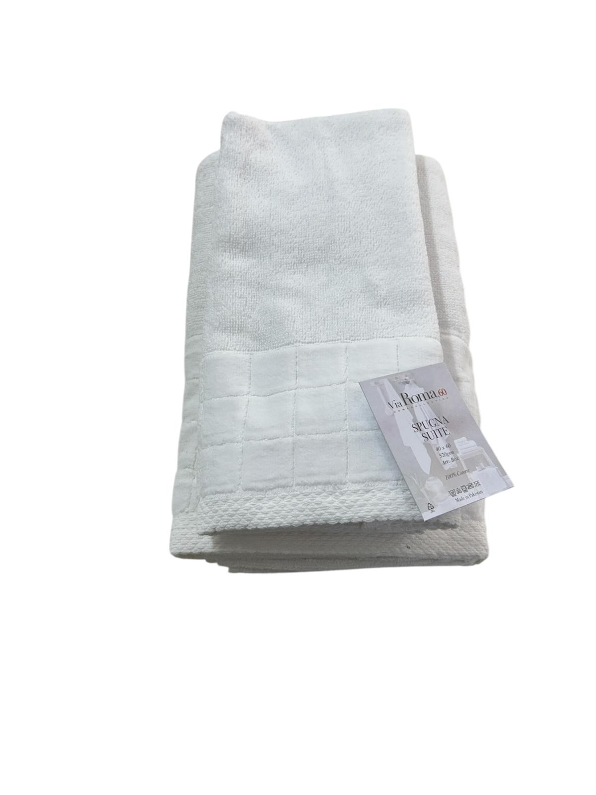 Set Asciugamani 1+1 Via Roma 60 Box in Spugna di Puro Cotone 420 gr/mq – Made in Italy