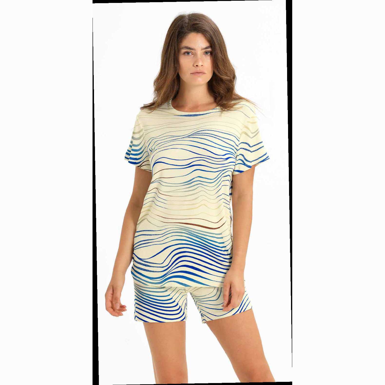 Pigiama Primavera/Estate Donna Bisbigli Blu Lagon Serie1 54 100% Cotone
