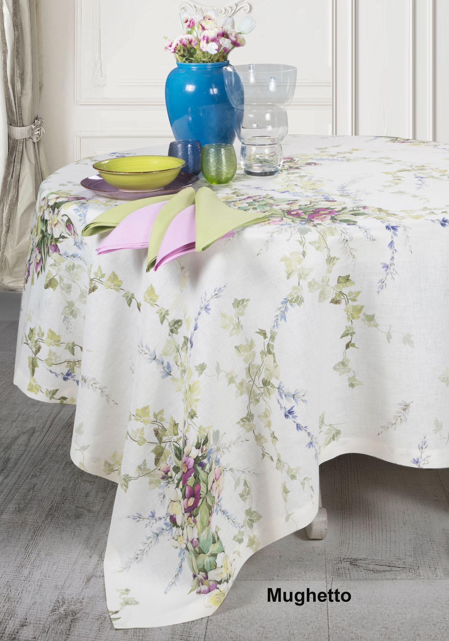 Tovaglia da Tavola Opera Prima Mughetto Villa D’Este in Lino