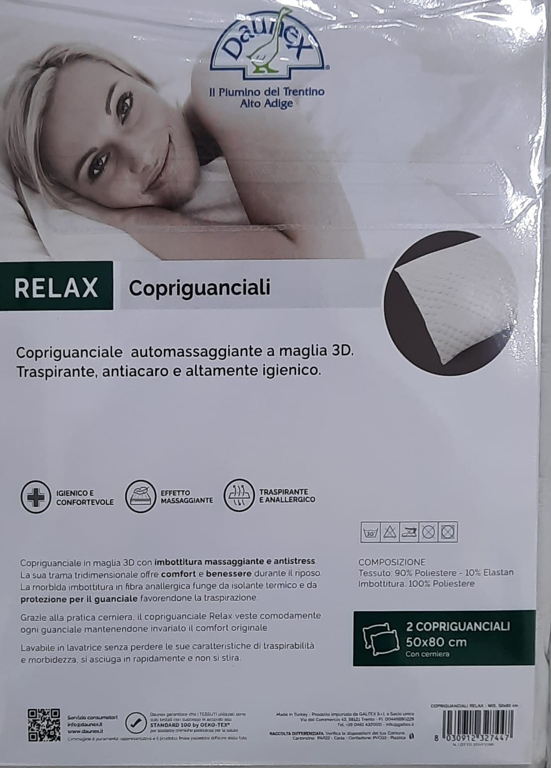 Coppia Copriguanciale Daunex Relax 50x80 cm