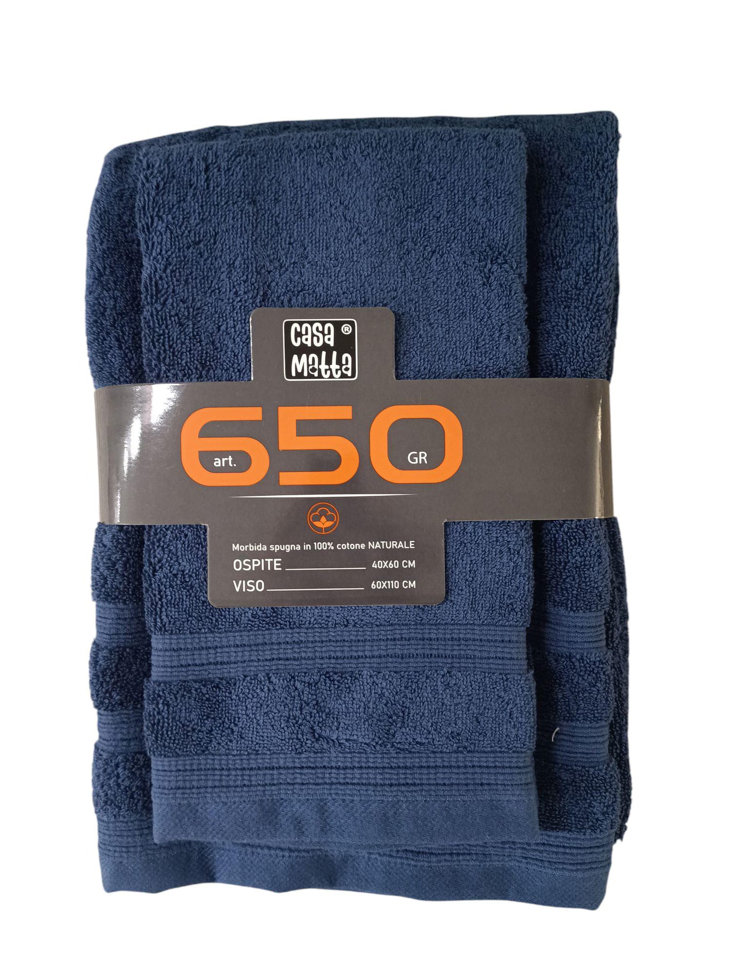 Set Asciugamani 1+1 Casa Matta 650GR  Spugna di Cotone