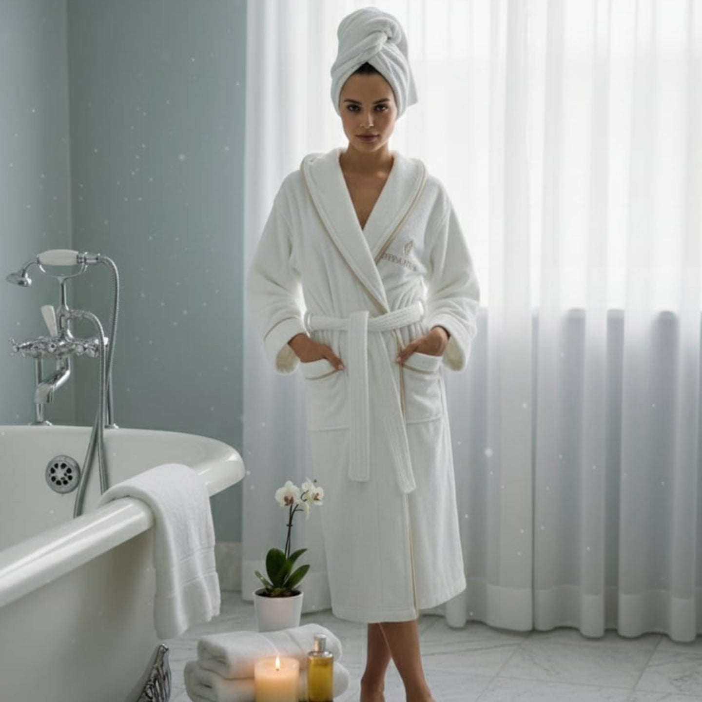 Accappatoio Opera Prima Piping Spugna di Cotone