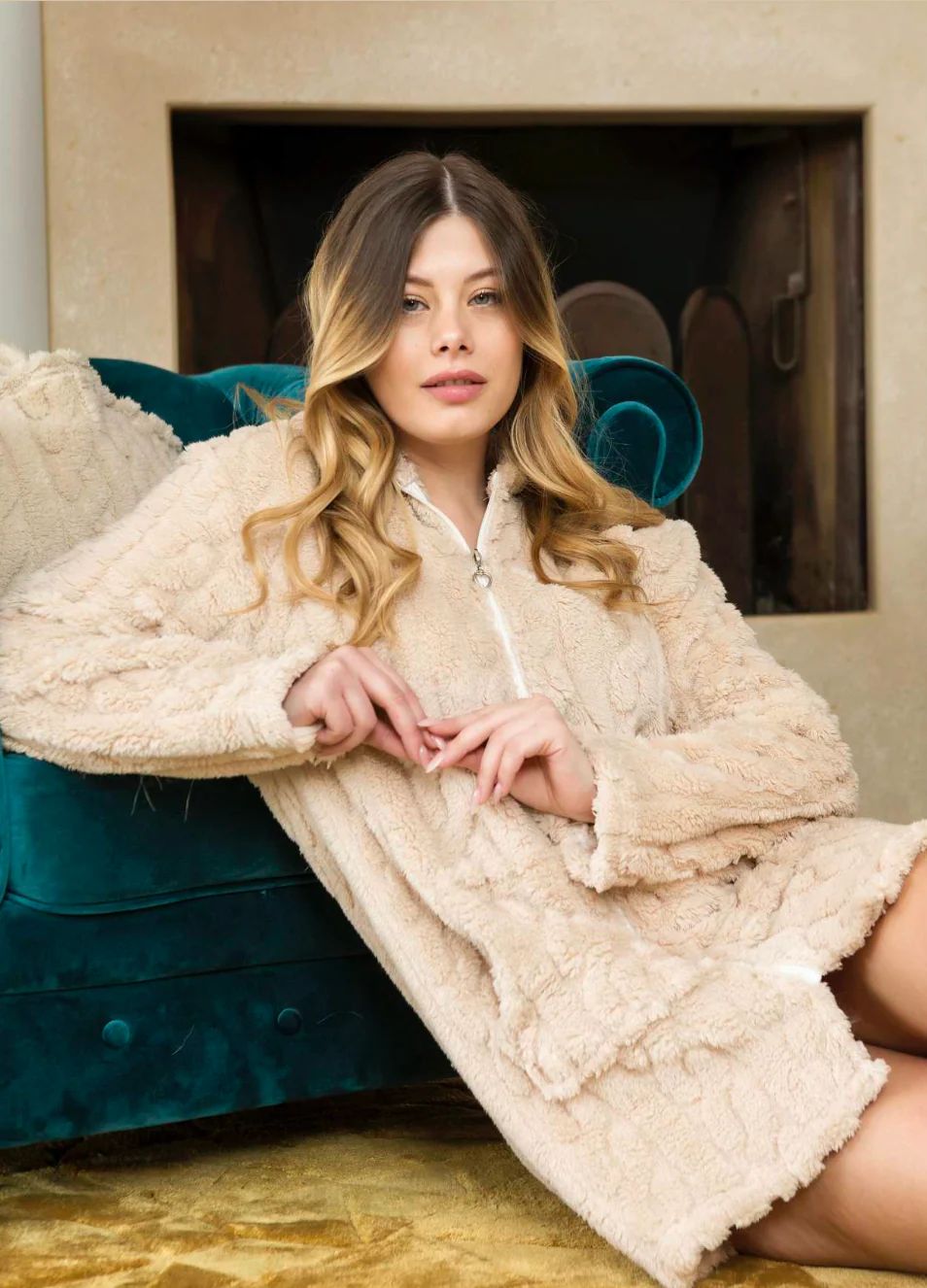 Vestaglia Donna Papalina VE0481 Sherpa con Borsa – Made in Italy