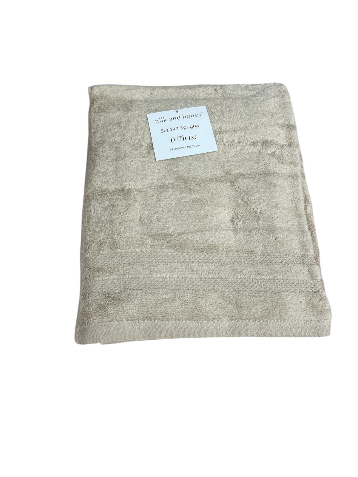 Set Asciugamani 1+1 Milk And Honey Twist  Spugna di Cotone