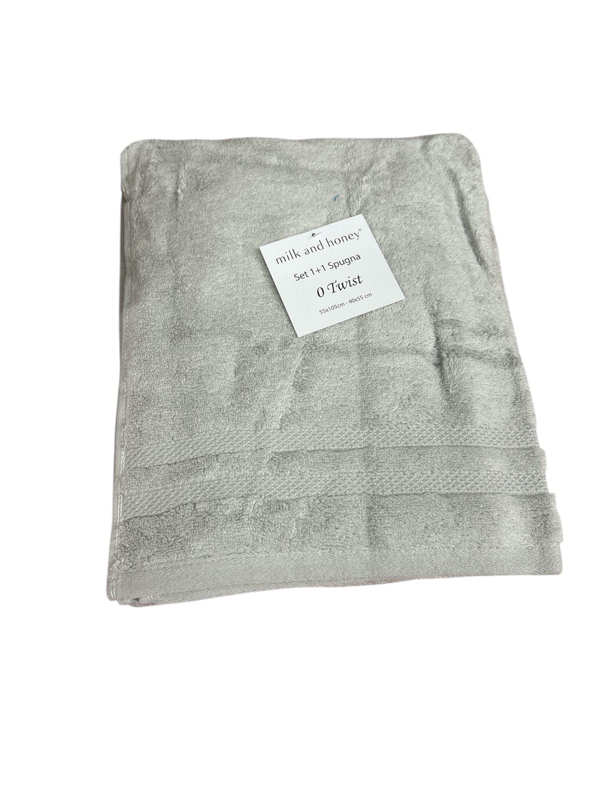 Set Asciugamani 1+1 Milk And Honey Twist  Spugna di Cotone