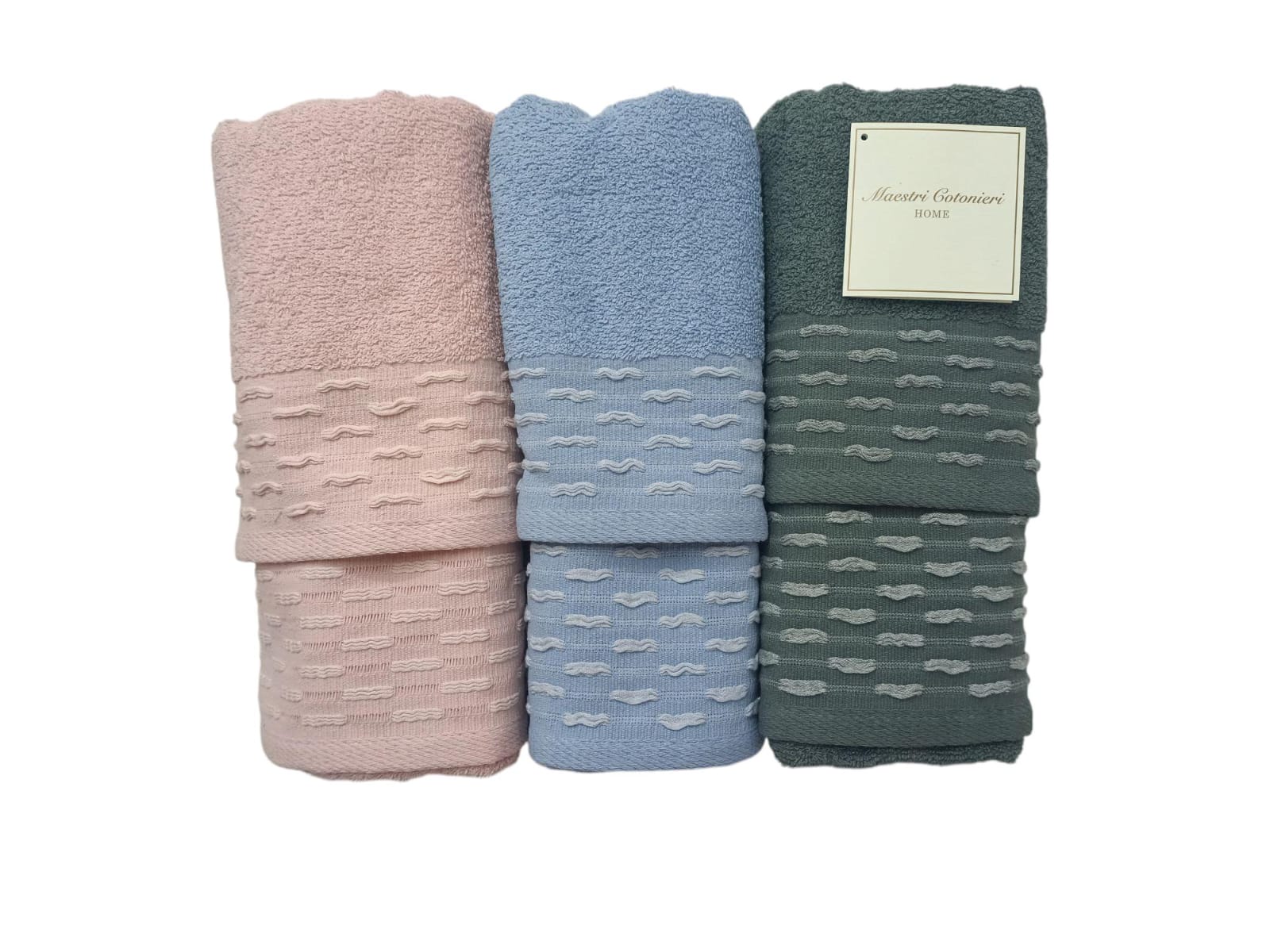 Set Asciugamani 3+3 Maestri Cotonieri India  Spugna di Cotone