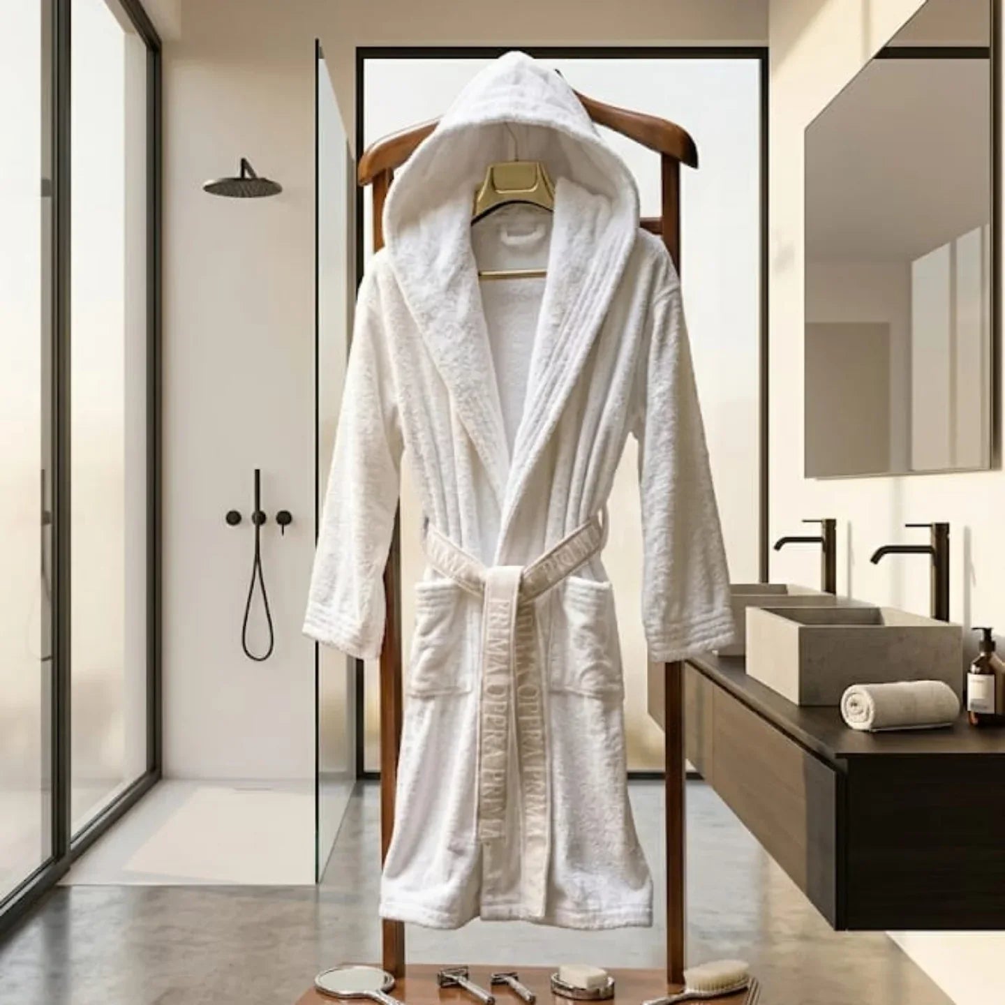 Accappatoio con Cappuccio Polo Logo Opera Prima - The King Luxury