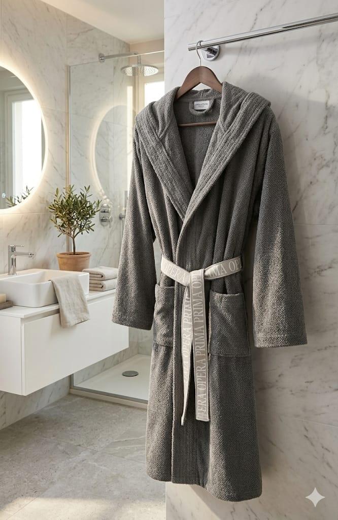 Accappatoio con Cappuccio Polo Logo Opera Prima - The King Luxury