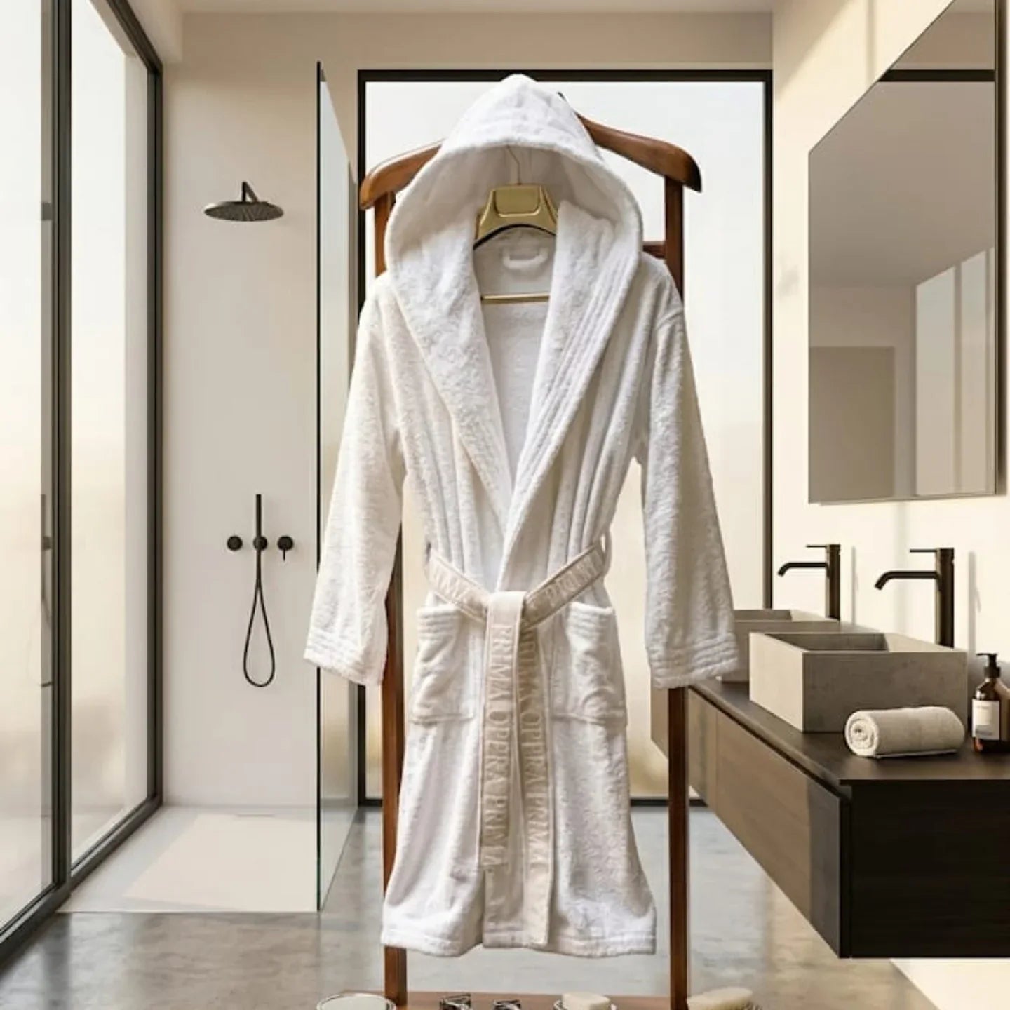 Accappatoio con Cappuccio Polo Logo Opera Prima - The King Luxury