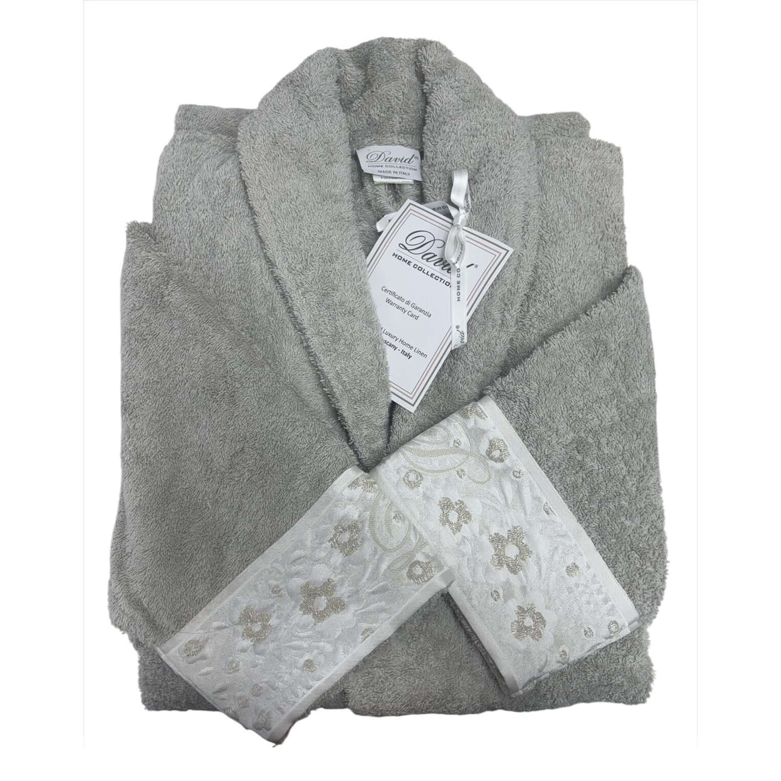Accappatoio David Angelica in Cotone con Bordi Jacquard - The King Luxury