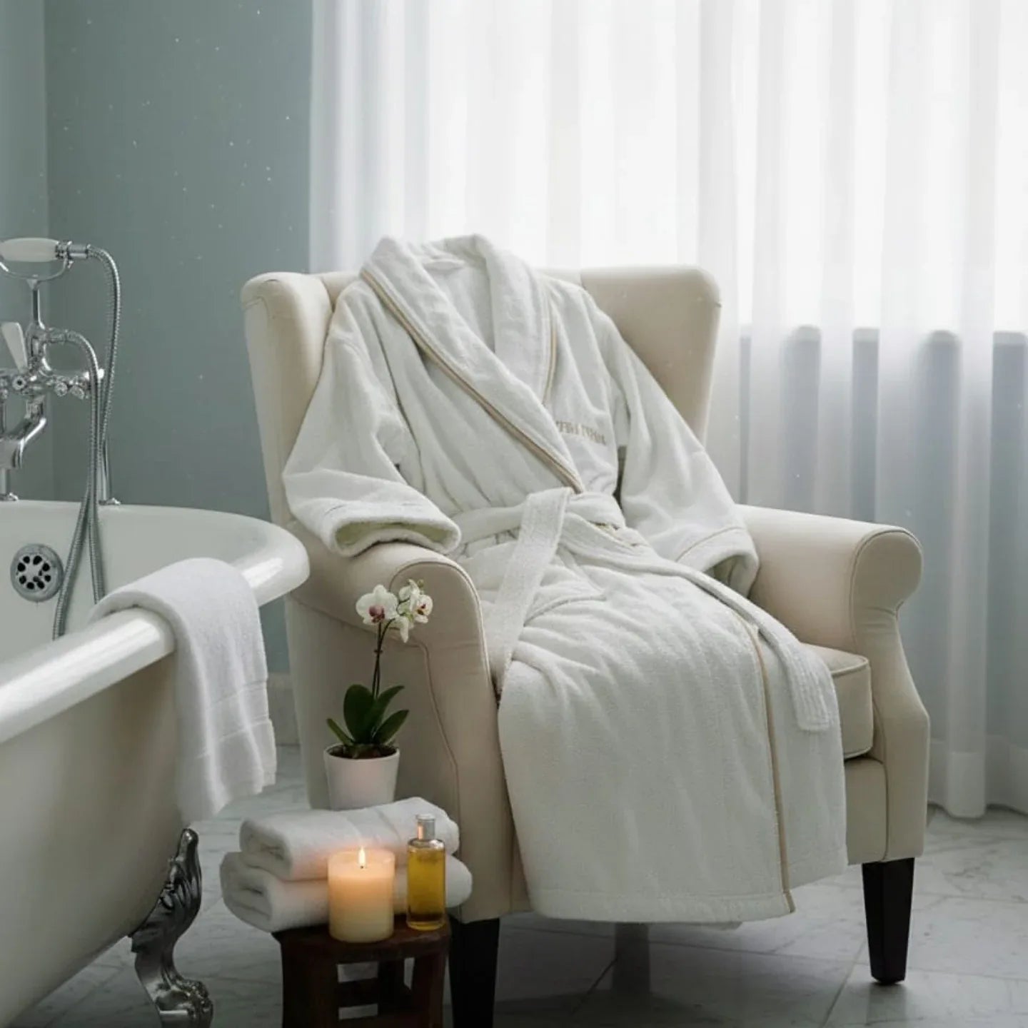 Accappatoio Opera Prima Piping Spugna di Cotone - The King Luxury