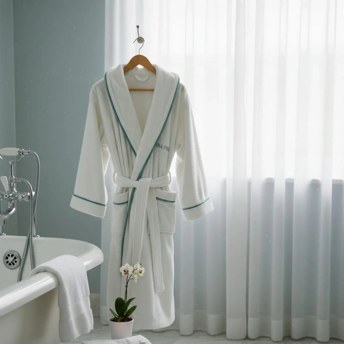 Accappatoio Opera Prima Piping Spugna di Cotone - The King Luxury