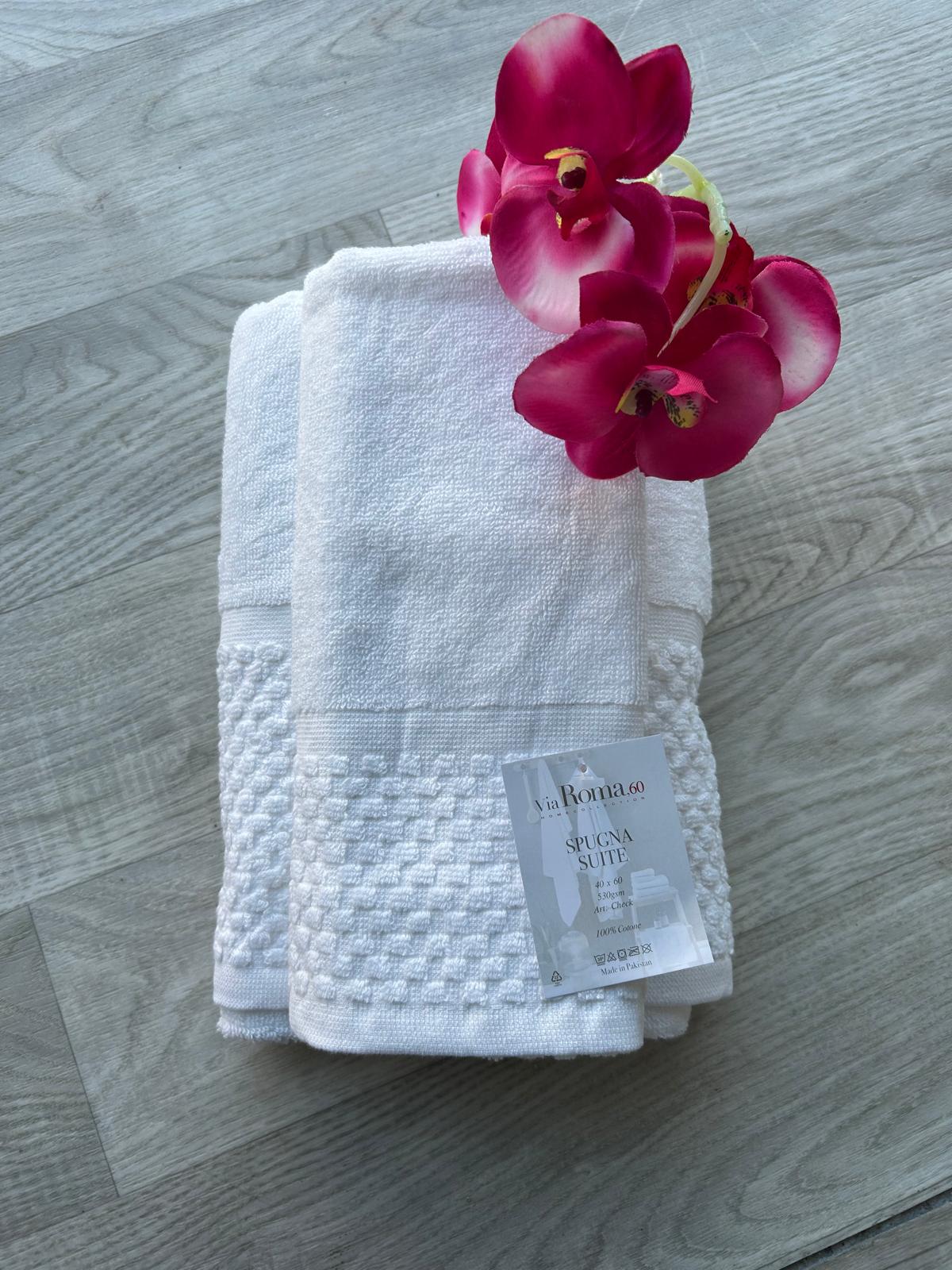 Asciugamano Ospite Via Roma 60 Check in Spugna di Puro Cotone 420 gr/mq – Made in Italy
