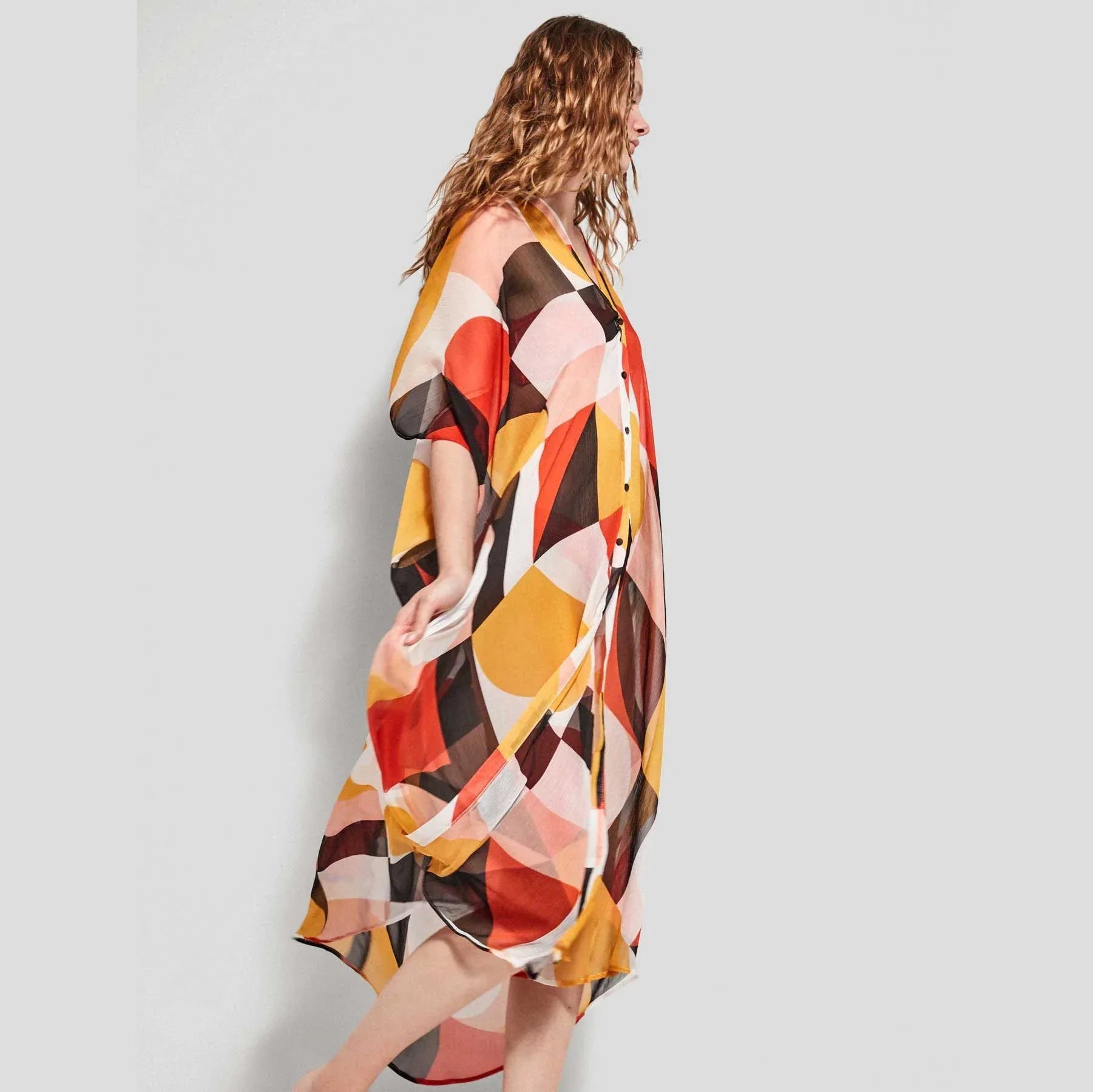 Caftano Lungo Gisela Estampado – Con Bottoni e Stampa Elegante - The King Luxury