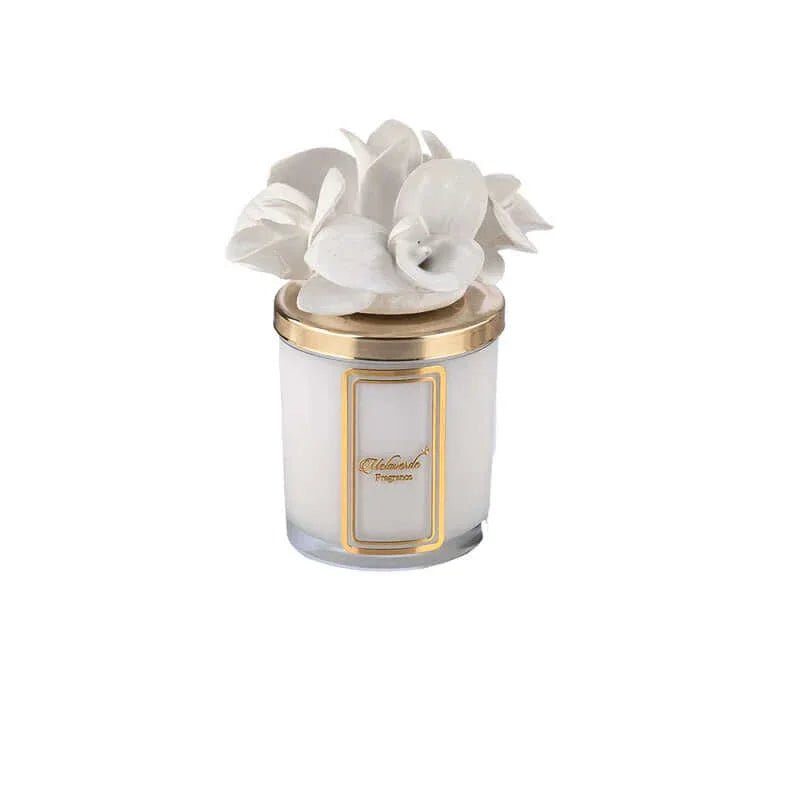 Candela Orchidea Bianco Melaverde Bomboniera Ceramica - The King Luxury