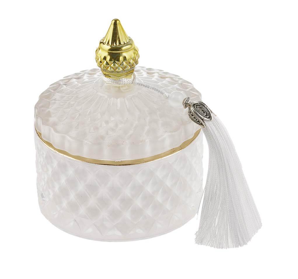 Candela Vetro Bianco con Nappina SP2/S Special Gifts - The King Luxury