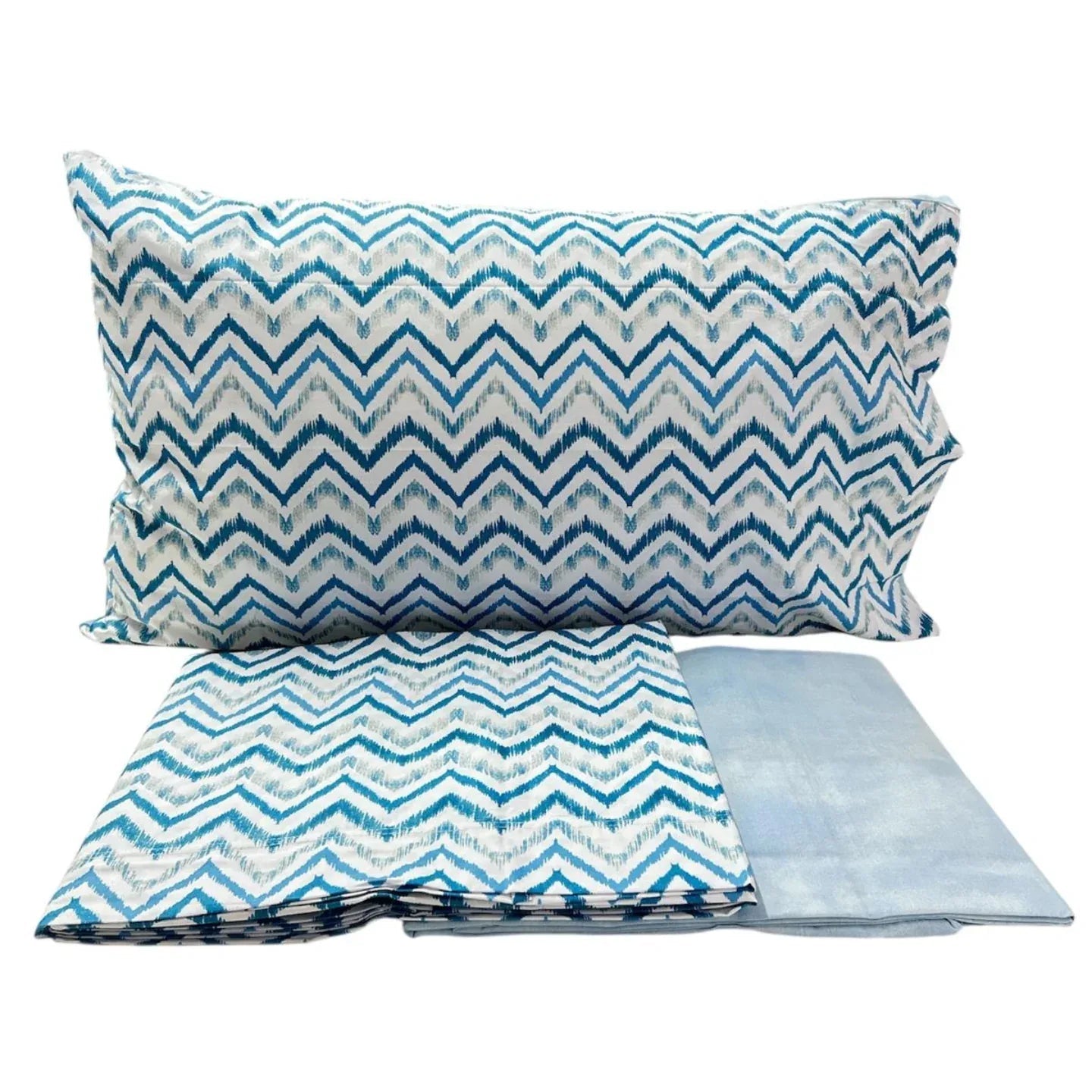 Completo Lenzuola Casa Giulia Chevron 1 Piazza e 1/2 Percalle di Cotone - The King Luxury