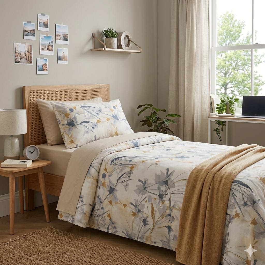 Completo Lenzuola Casa Giulia Flower Singolo Percalle di Cotone - The King Luxury