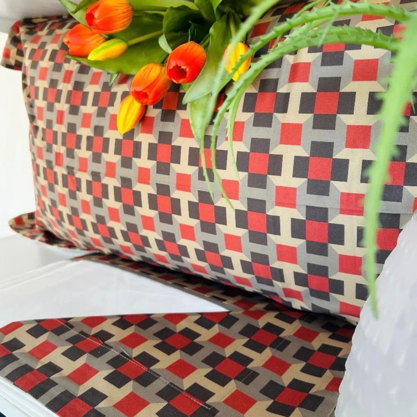 Completo Lenzuola Matrimoniale Alexander Tuscany Home Rombi – 100% Cotone - The King Luxury