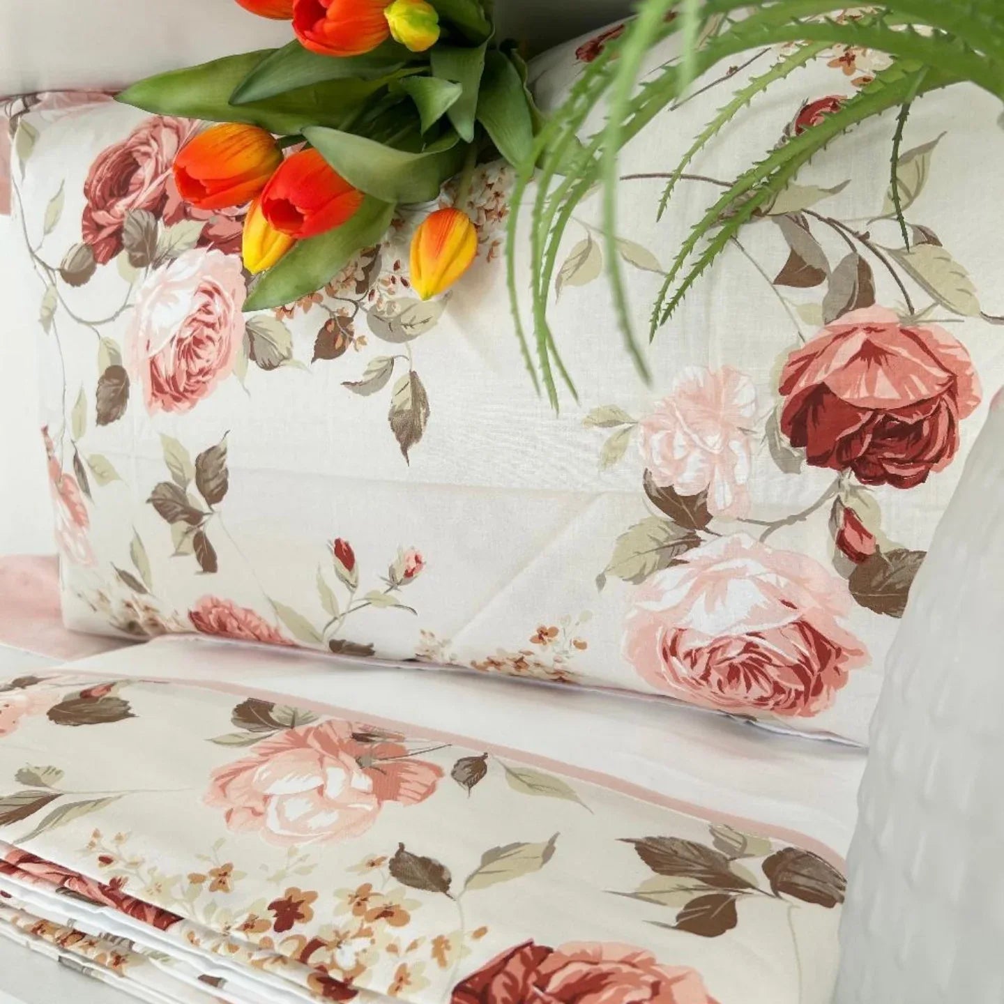 Completo Lenzuola Matrimoniale Alexander Tuscany Home Rose – 100% Cotone - The King Luxury