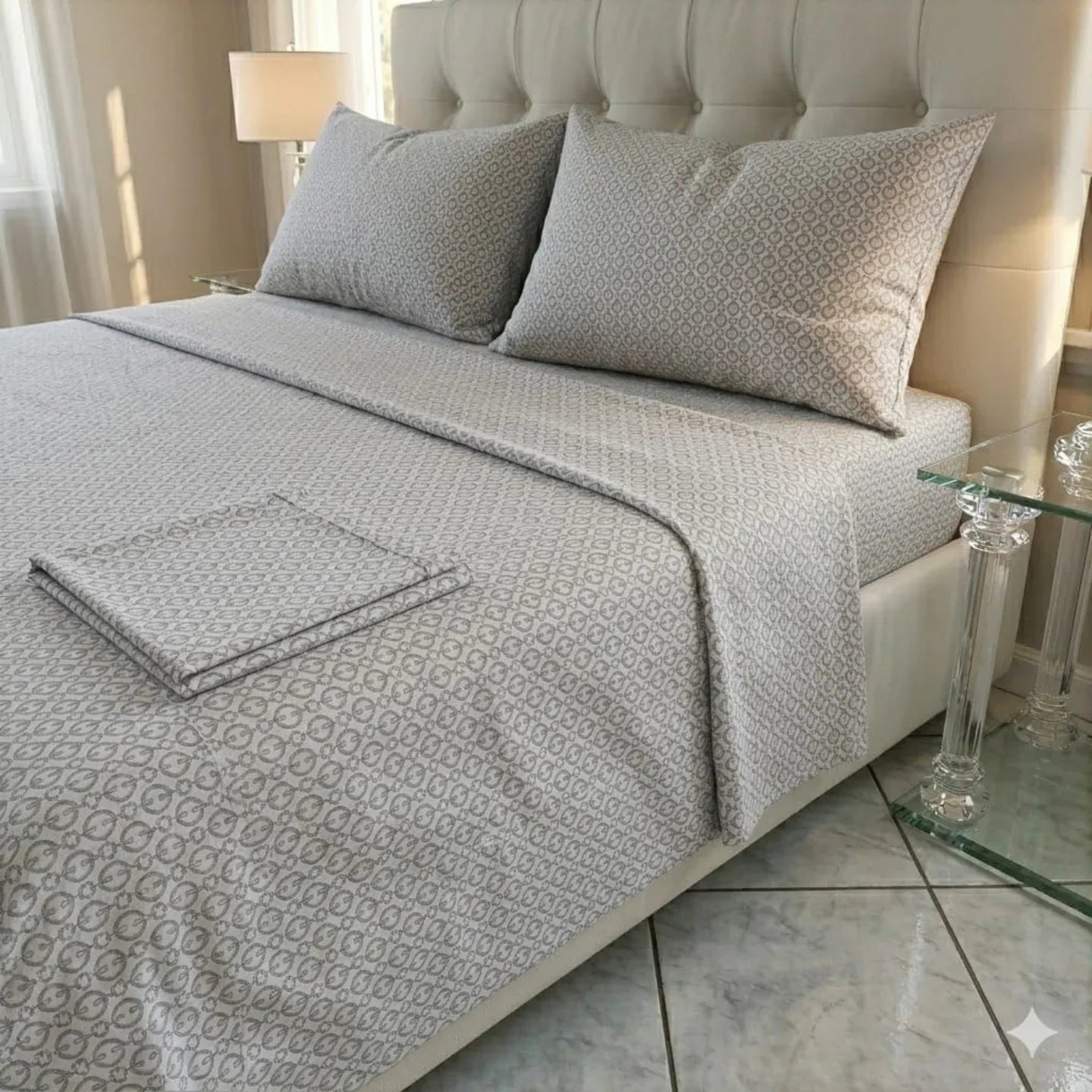 Completo Lenzuola Matrimoniale Antica Tessitura Italiana Pomo in Puro Cotone - The King Luxury
