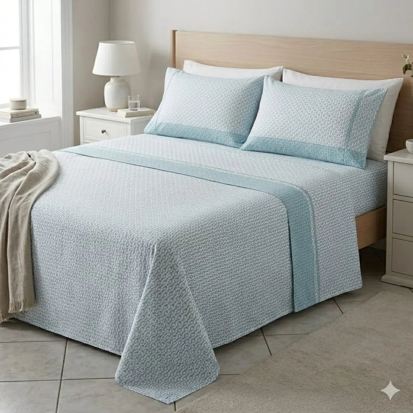 Completo Lenzuola Matrimoniale Antica Tessitura Italiana Pomo in Puro Cotone - The King Luxury
