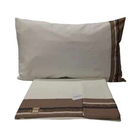 Completo Lenzuola Matrimoniale Borbonese Ascot in Raso di Cotone - The King Luxury
