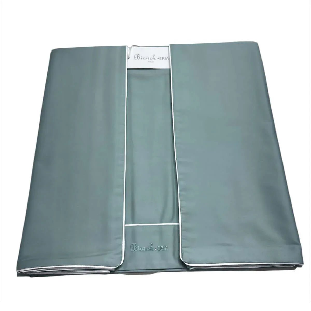 Completo Lenzuola Matrimoniale Eria Piping Cotone con Ricamo - The King Luxury