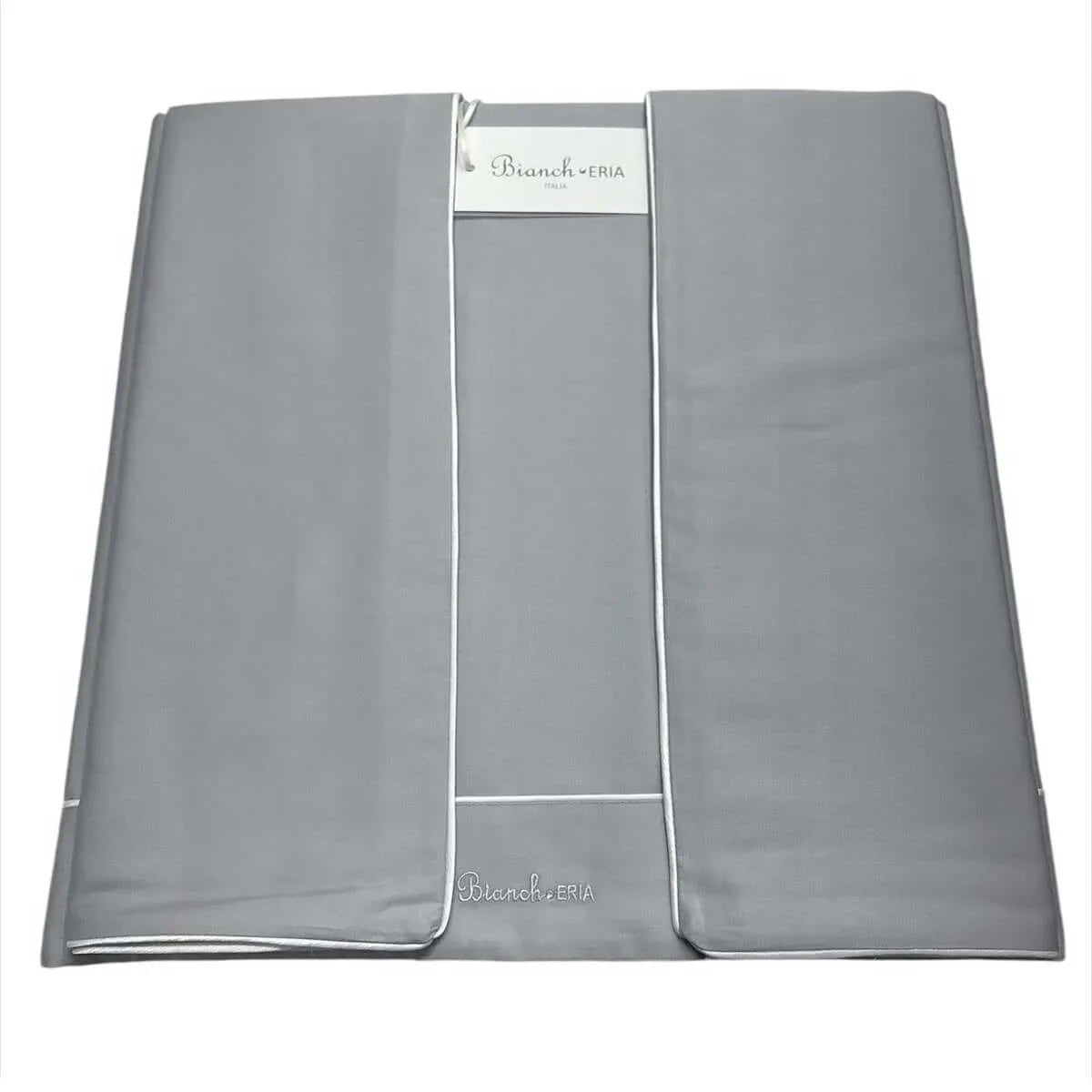 Completo Lenzuola Matrimoniale Eria Piping Cotone con Ricamo - The King Luxury