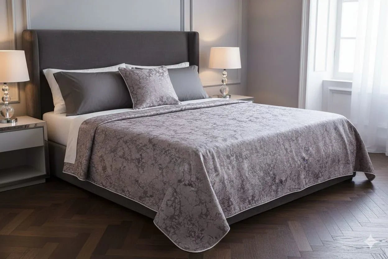 Copriletto Matrimoniale David Revolution Velluto Malva - The King Luxury