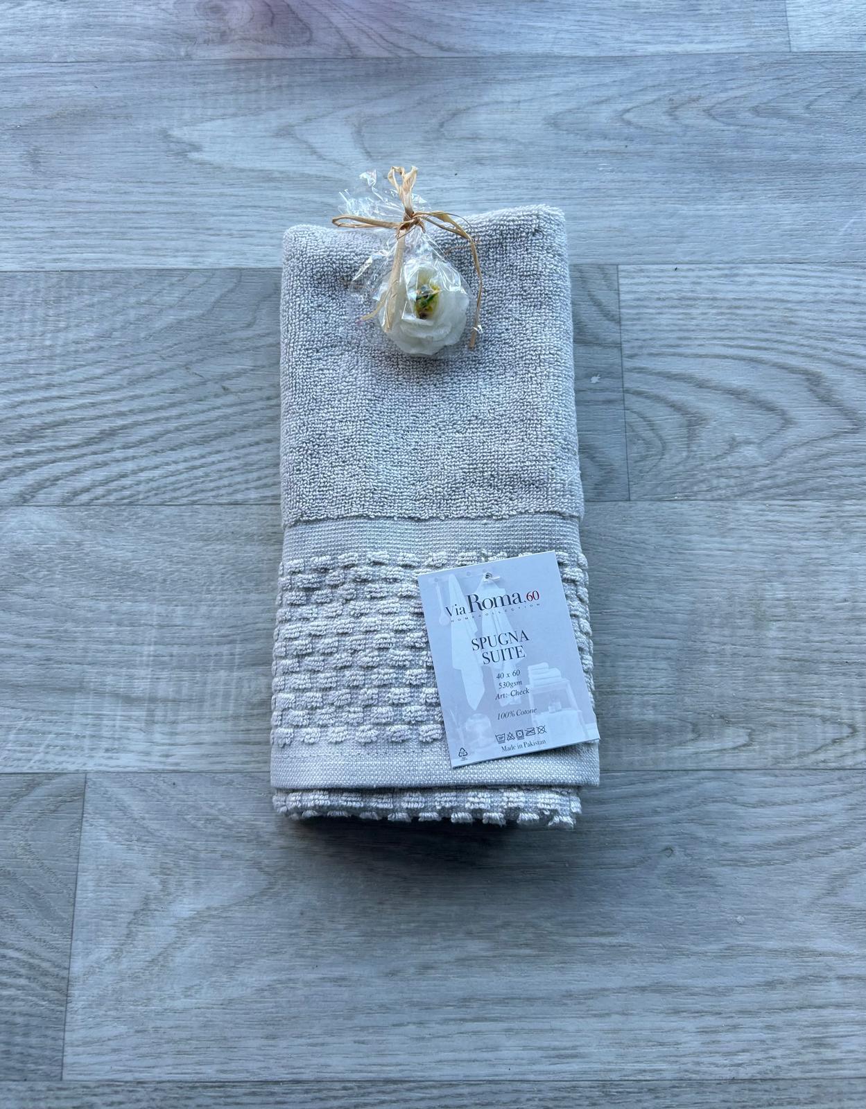 Asciugamano Ospite Via Roma 60 Check in Spugna di Puro Cotone 420 gr/mq – Made in Italy