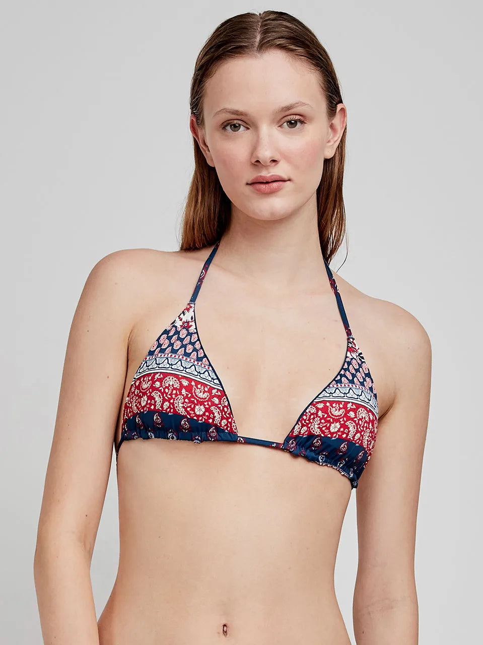 Costume Gisela 2/30224BT taglia M, bikini reversibile fantasia etnica, top triangolo con foam estraibile, slip con laccetti laterali.