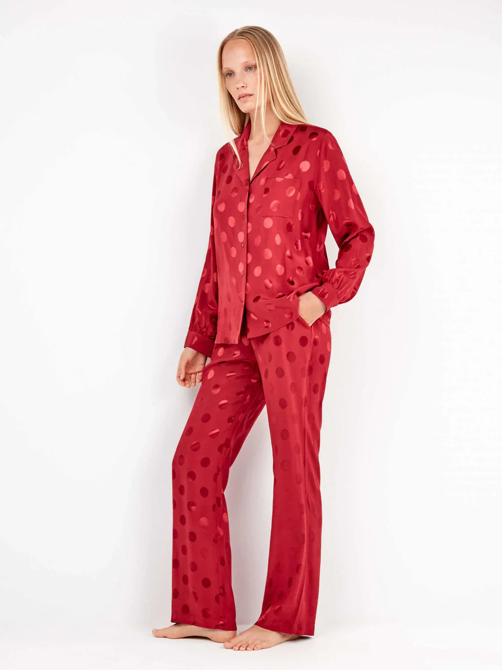 Pigiama Donna Gisela 2/20325S – Camicia e Pantaloni a Pois in Viscosa